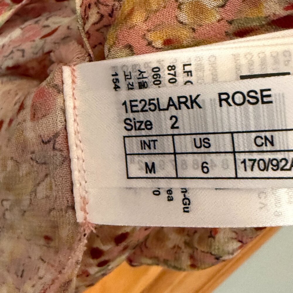 ba&sh NEW Lark Rose Floral Semi Sheer Braided Detail Button Front Blouse US 6 - Picture 10 of 11